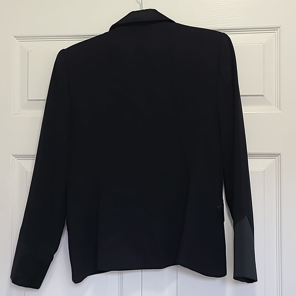 Kelly Graham New York Satin‎ Black Tuxedo Blazer Size 4 Gold Heart Bling Buttons - Picture 4 of 17